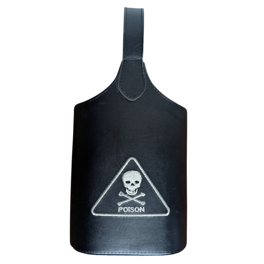 Goth‎ Wine Bottle Carrier Black Faux Leather Skull Cross Bones